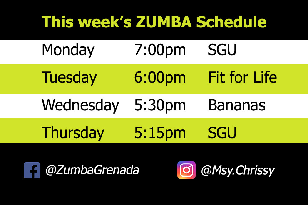 November Schedule – Zumba – Msy.Chrissy